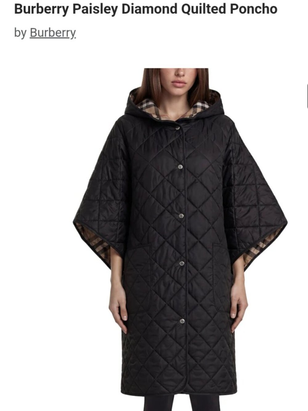 Authentic Burberry "Paisley" diamond-quilted poncho